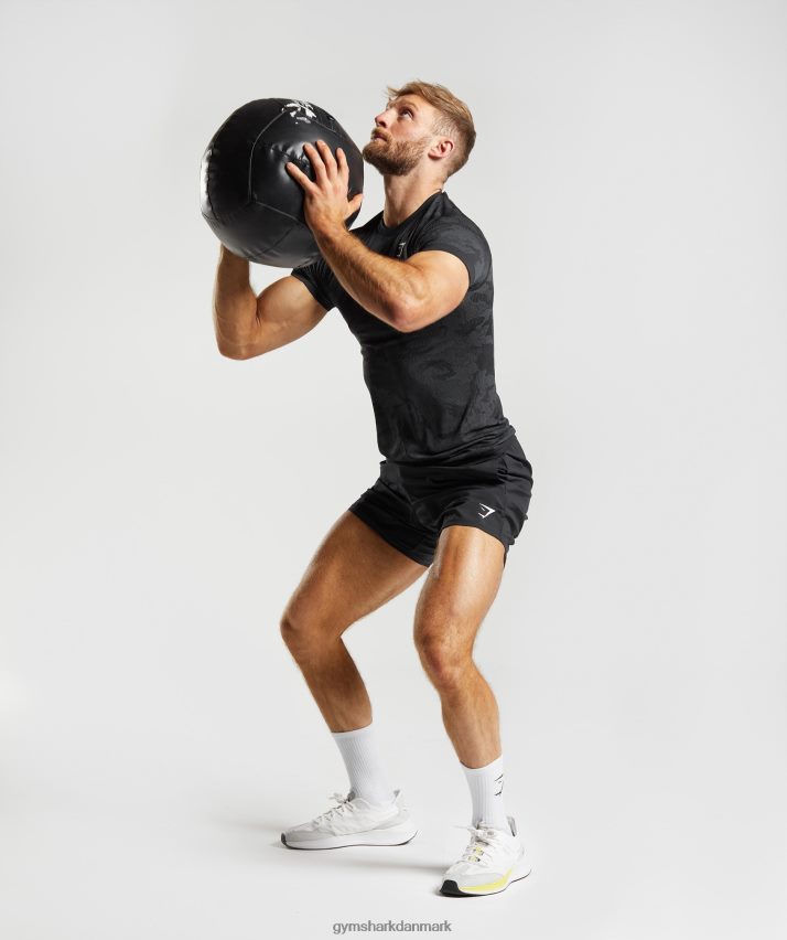 Mænd Gymshark geo sømløs t-shirt N4ZDDN575 sort/koksgrå