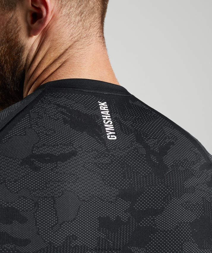 Mænd Gymshark geo sømløs t-shirt N4ZDDN575 sort/koksgrå