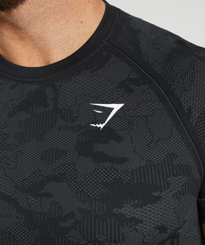 Mænd Gymshark geo sømløs t-shirt N4ZDDN575 sort/koksgrå
