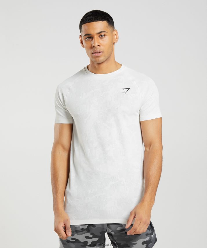 Mænd Gymshark geo sømløs t-shirt N4ZDDN577 hvid/lys grå