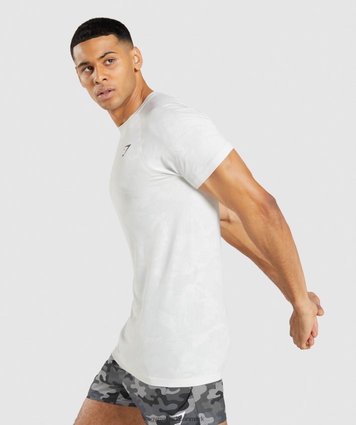 Mænd Gymshark geo sømløs t-shirt N4ZDDN577 hvid/lys grå