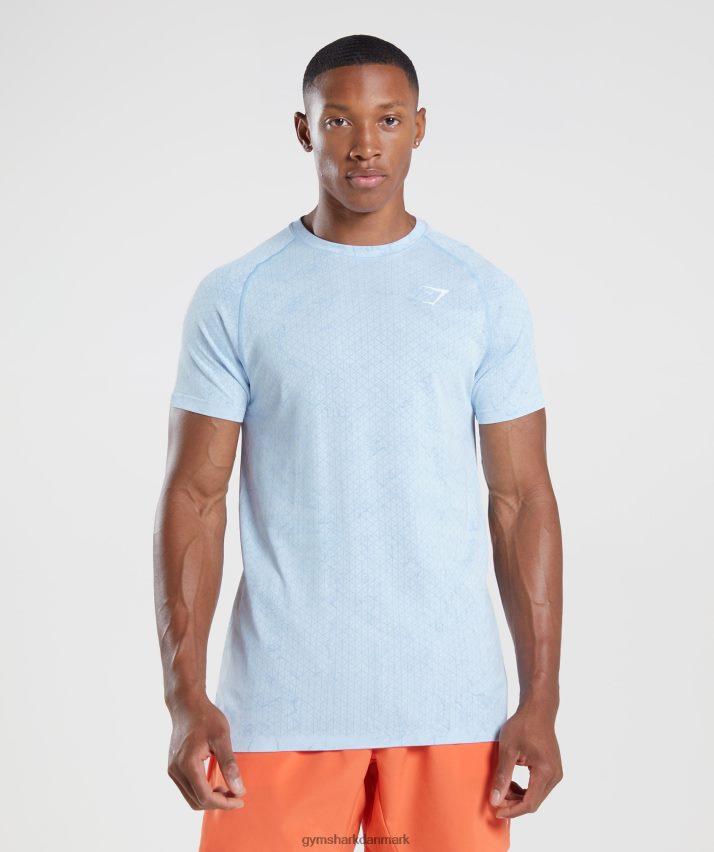 Mænd Gymshark geo sømløs t-shirt N4ZDDN604 hvid/månestensblå