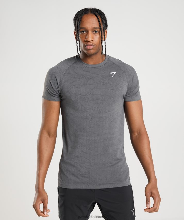 Mænd Gymshark geo sømløs t-shirt N4ZDDN629 koksgrå/sort