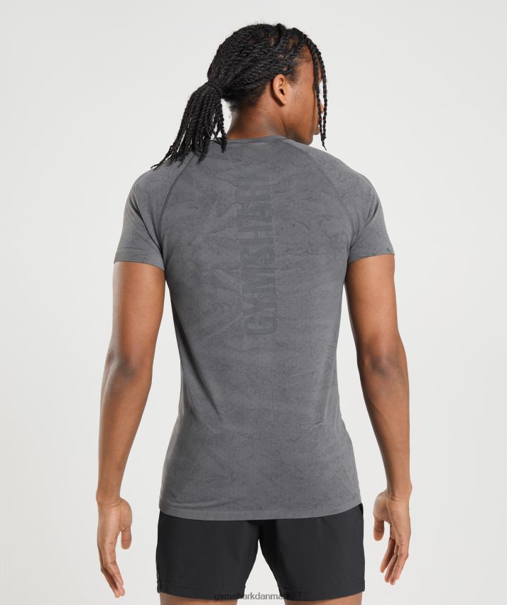 Mænd Gymshark geo sømløs t-shirt N4ZDDN629 koksgrå/sort