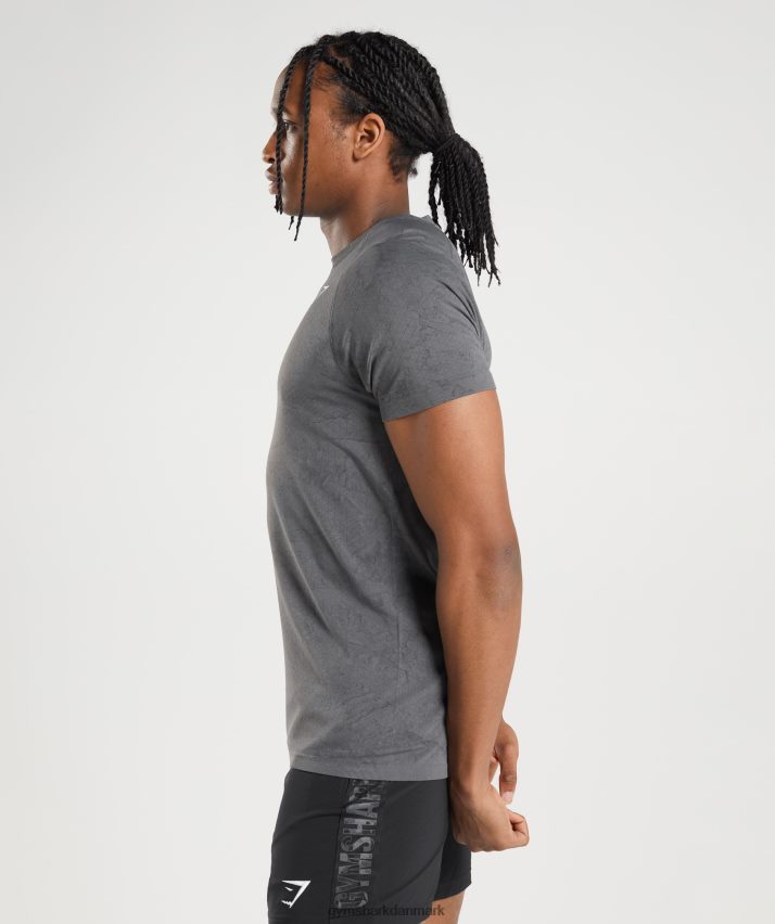 Mænd Gymshark geo sømløs t-shirt N4ZDDN629 koksgrå/sort