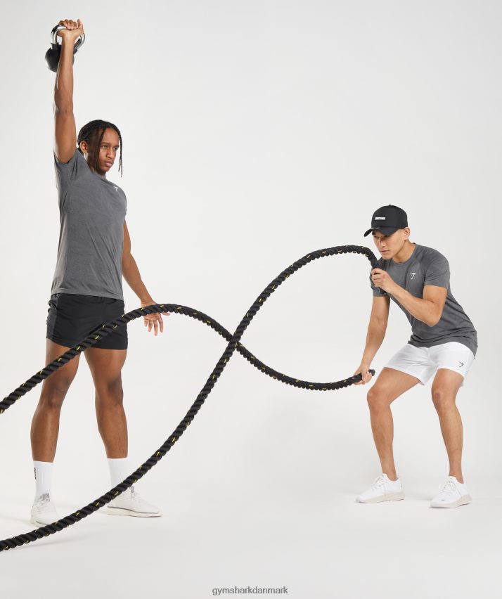 Mænd Gymshark geo sømløs t-shirt N4ZDDN629 koksgrå/sort