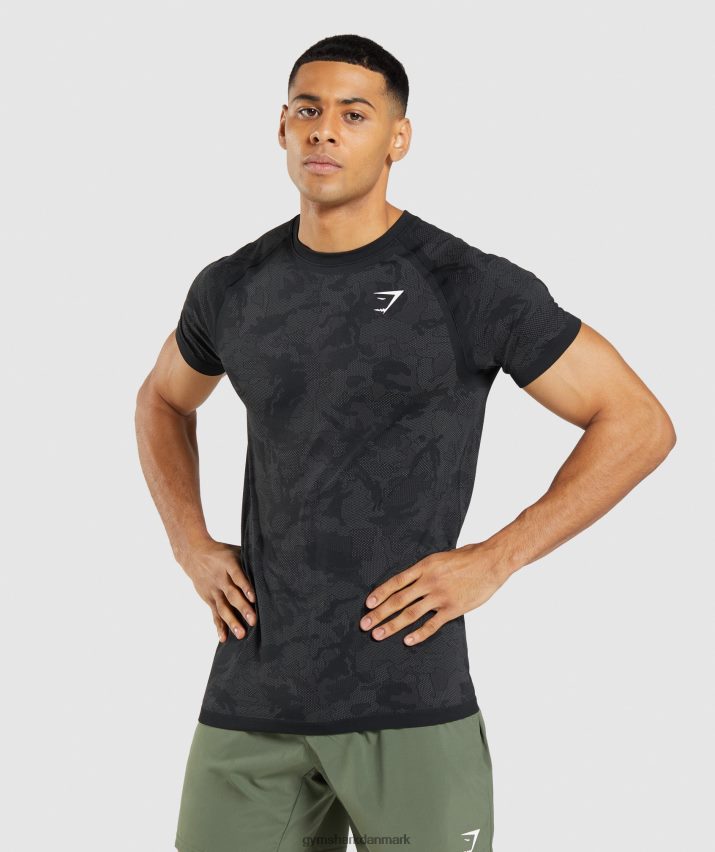 Mænd Gymshark geo sømløs t-shirt N4ZDDN635 sort/koksgrå
