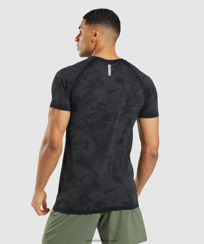Mænd Gymshark geo sømløs t-shirt N4ZDDN635 sort/koksgrå