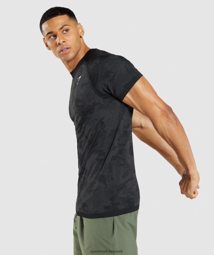 Mænd Gymshark geo sømløs t-shirt N4ZDDN635 sort/koksgrå