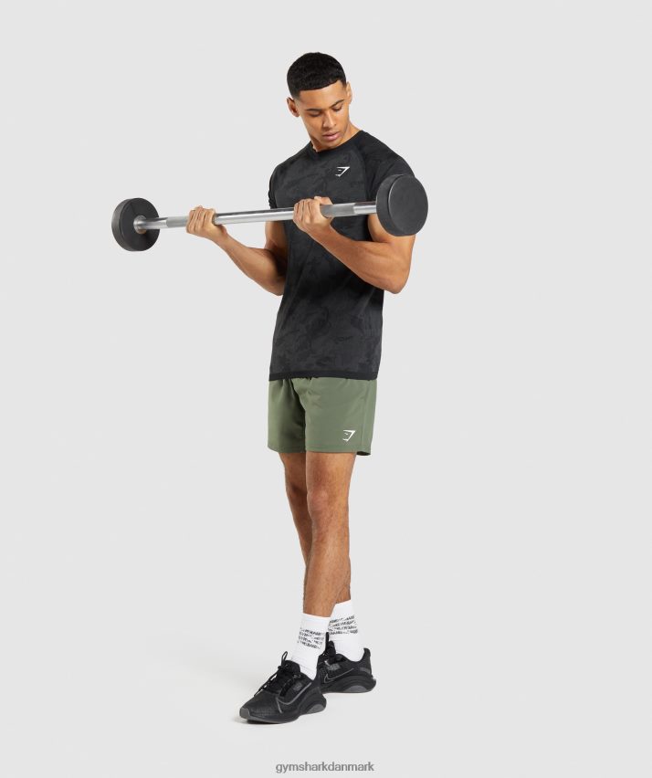 Mænd Gymshark geo sømløs t-shirt N4ZDDN635 sort/koksgrå