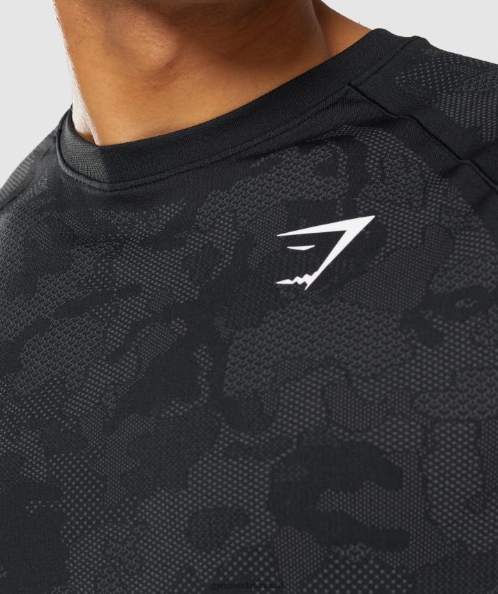 Mænd Gymshark geo sømløs t-shirt N4ZDDN635 sort/koksgrå