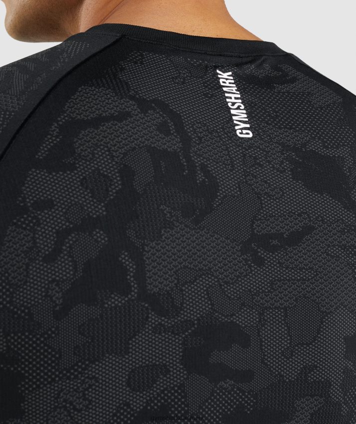 Mænd Gymshark geo sømløs t-shirt N4ZDDN635 sort/koksgrå
