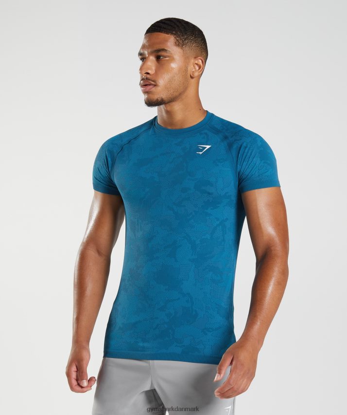 Mænd Gymshark geo sømløs t-shirt N4ZDDN640 atlantisk blå/hajblå