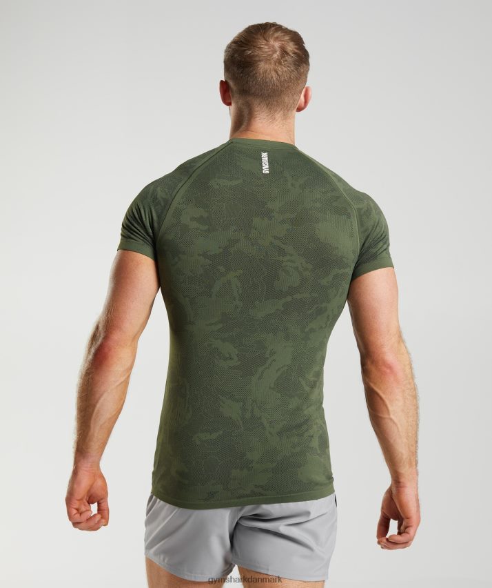 Mænd Gymshark geo sømløs t-shirt N4ZDDN645 kerne oliven/sort