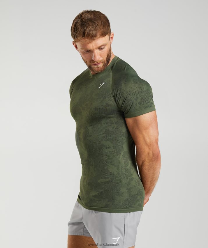 Mænd Gymshark geo sømløs t-shirt N4ZDDN645 kerne oliven/sort