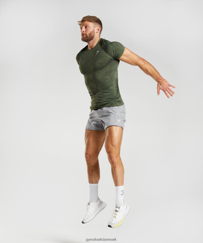 Mænd Gymshark geo sømløs t-shirt N4ZDDN645 kerne oliven/sort