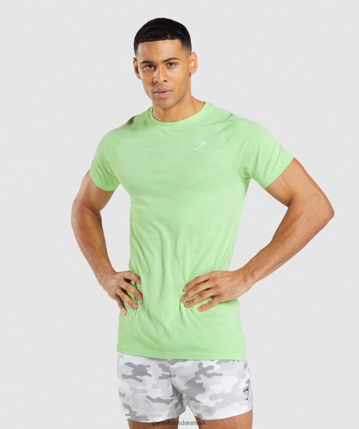 Mænd Gymshark geo sømløs t-shirt N4ZDDN650 bali grøn/hvid