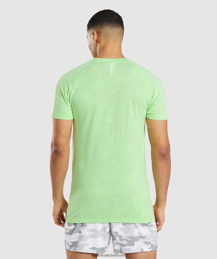 Mænd Gymshark geo sømløs t-shirt N4ZDDN650 bali grøn/hvid