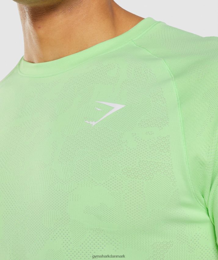 Mænd Gymshark geo sømløs t-shirt N4ZDDN650 bali grøn/hvid