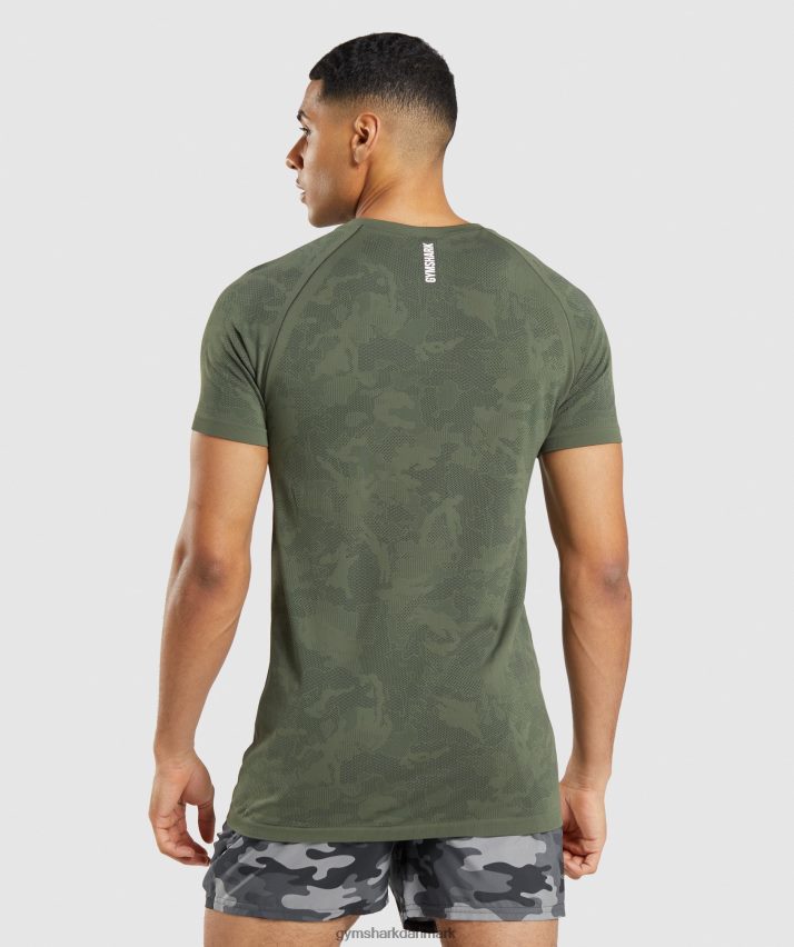 Mænd Gymshark geo sømløs t-shirt N4ZDDN658 kerne oliven/sort