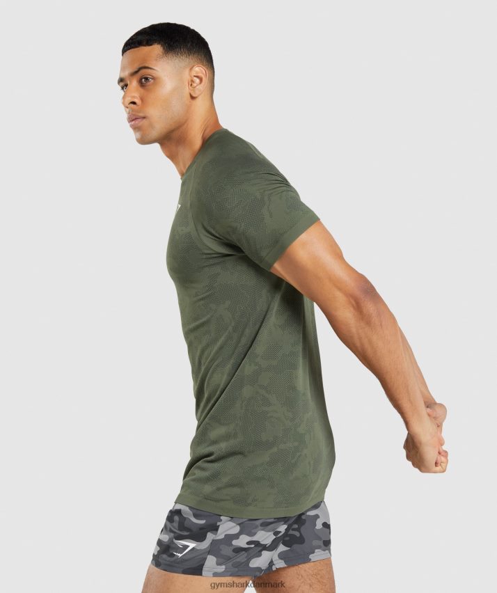 Mænd Gymshark geo sømløs t-shirt N4ZDDN658 kerne oliven/sort