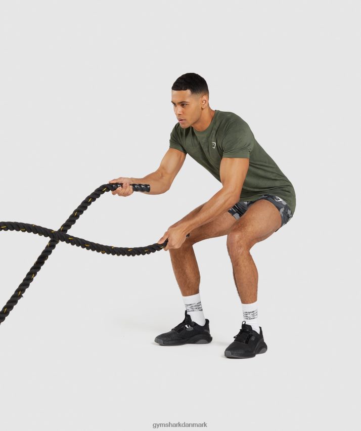 Mænd Gymshark geo sømløs t-shirt N4ZDDN658 kerne oliven/sort