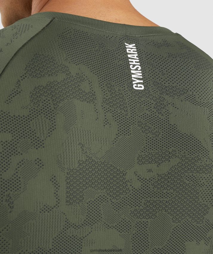 Mænd Gymshark geo sømløs t-shirt N4ZDDN658 kerne oliven/sort