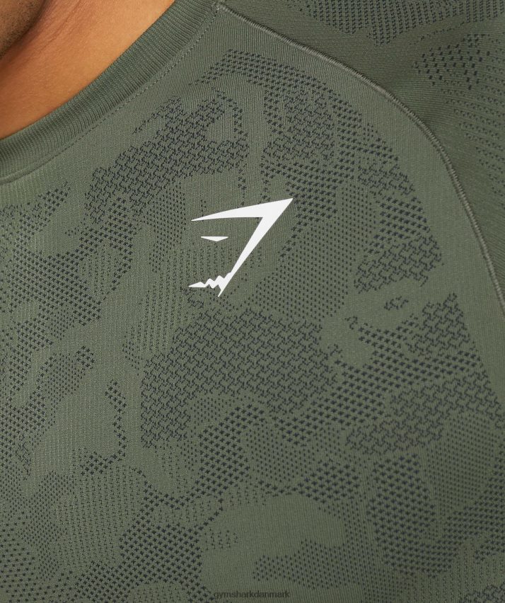 Mænd Gymshark geo sømløs t-shirt N4ZDDN658 kerne oliven/sort
