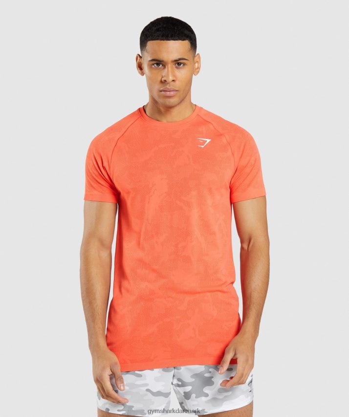 Mænd Gymshark geo sømløs t-shirt N4ZDDN668 papaya appelsin/krydret appelsin