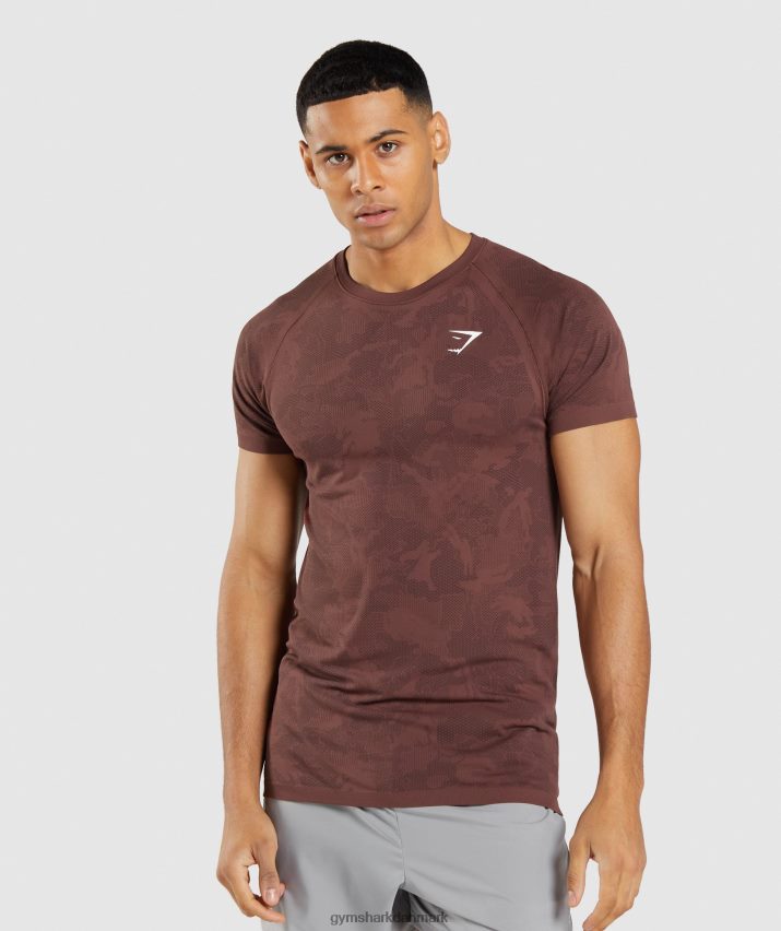 Mænd Gymshark geo sømløs t-shirt N4ZDDN674 kirsebærbrun/sort