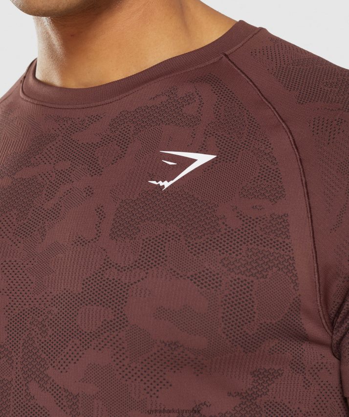 Mænd Gymshark geo sømløs t-shirt N4ZDDN674 kirsebærbrun/sort