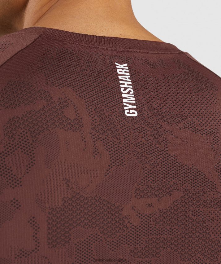Mænd Gymshark geo sømløs t-shirt N4ZDDN674 kirsebærbrun/sort