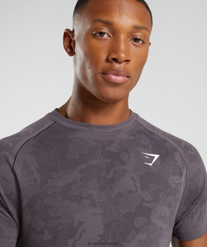 Mænd Gymshark geo sømløs t-shirt N4ZDDN716 moskus lilla/sort