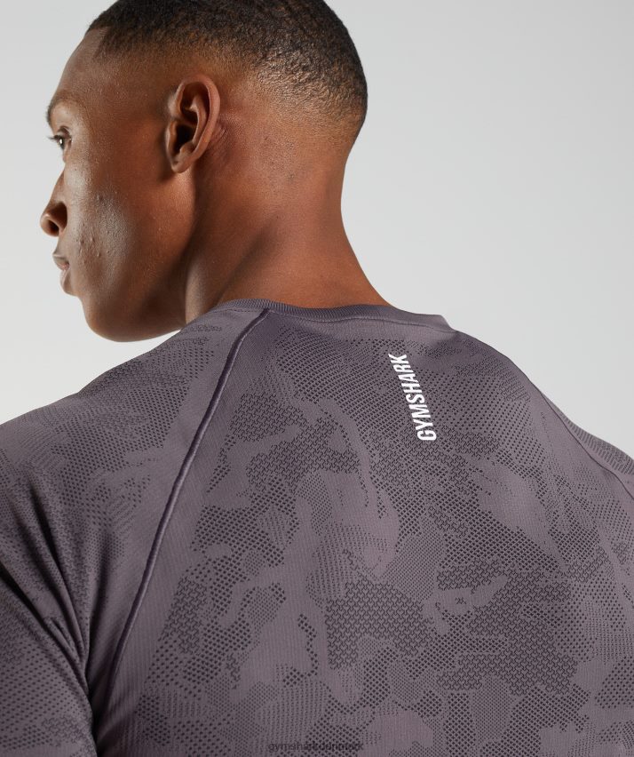 Mænd Gymshark geo sømløs t-shirt N4ZDDN716 moskus lilla/sort