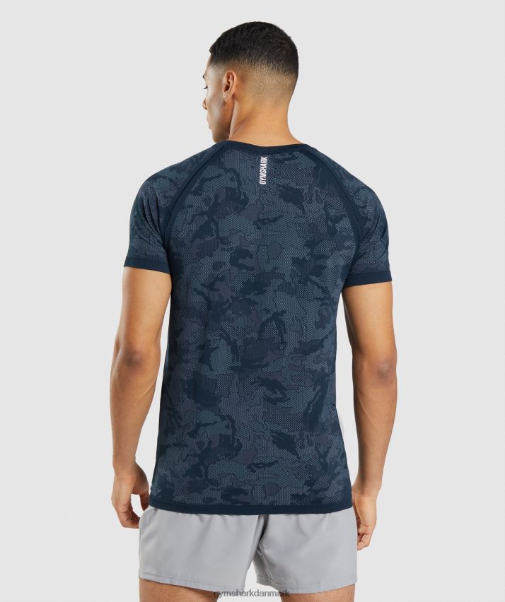 Mænd Gymshark geo sømløs t-shirt N4ZDDN719 marineblå/tågeblå