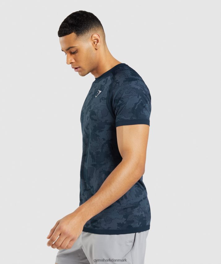 Mænd Gymshark geo sømløs t-shirt N4ZDDN719 marineblå/tågeblå