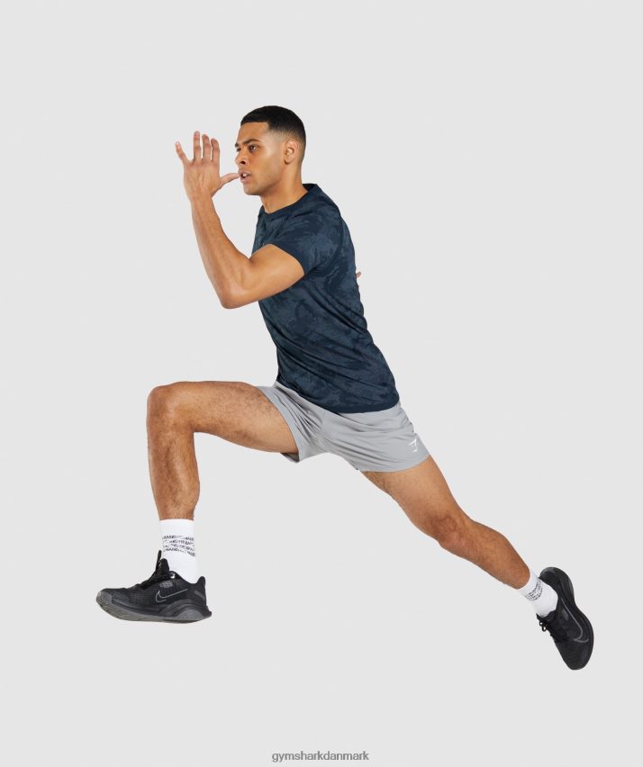 Mænd Gymshark geo sømløs t-shirt N4ZDDN719 marineblå/tågeblå