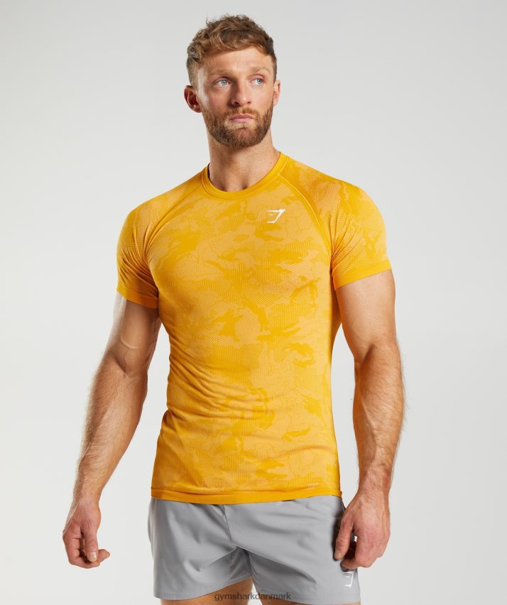 Mænd Gymshark geo sømløs t-shirt N4ZDDN736 solrig gul/hvid