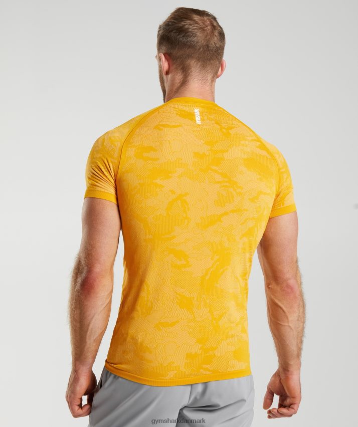 Mænd Gymshark geo sømløs t-shirt N4ZDDN736 solrig gul/hvid