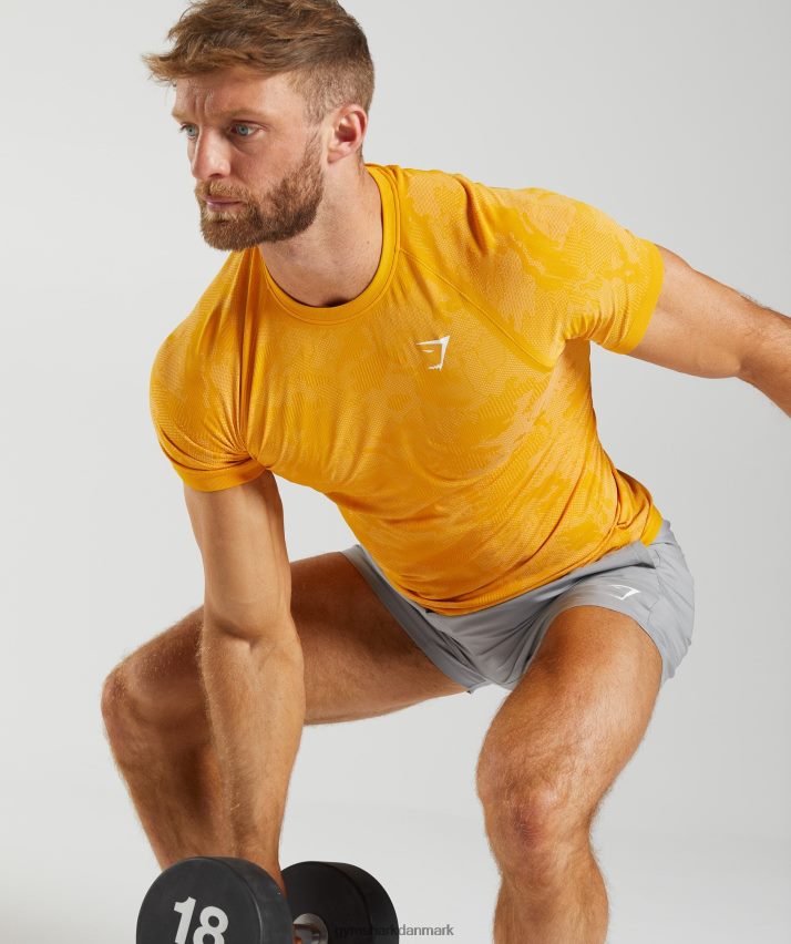 Mænd Gymshark geo sømløs t-shirt N4ZDDN736 solrig gul/hvid