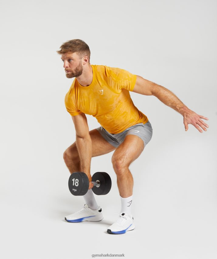 Mænd Gymshark geo sømløs t-shirt N4ZDDN736 solrig gul/hvid