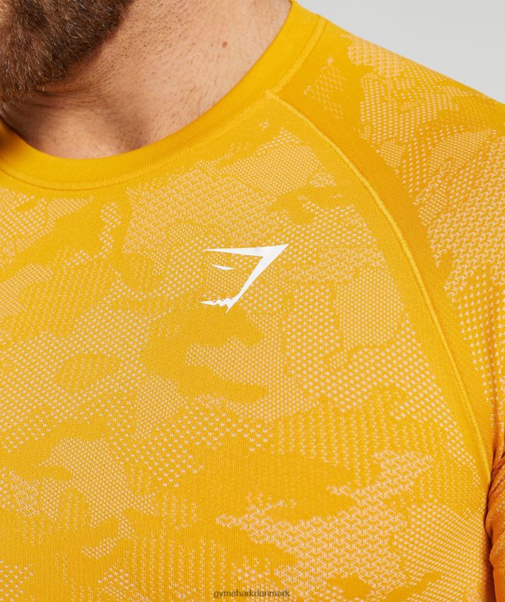 Mænd Gymshark geo sømløs t-shirt N4ZDDN736 solrig gul/hvid