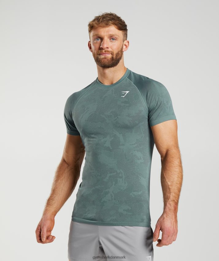 Mænd Gymshark geo sømløs t-shirt N4ZDDN737 tordenblå/kosmisk grå