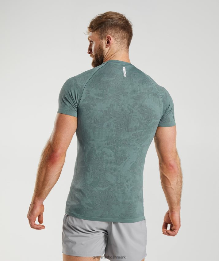 Mænd Gymshark geo sømløs t-shirt N4ZDDN737 tordenblå/kosmisk grå