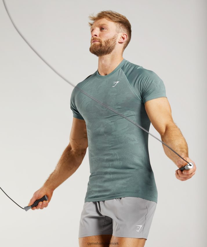 Mænd Gymshark geo sømløs t-shirt N4ZDDN737 tordenblå/kosmisk grå