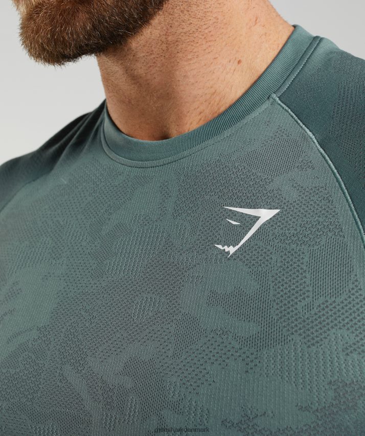 Mænd Gymshark geo sømløs t-shirt N4ZDDN737 tordenblå/kosmisk grå