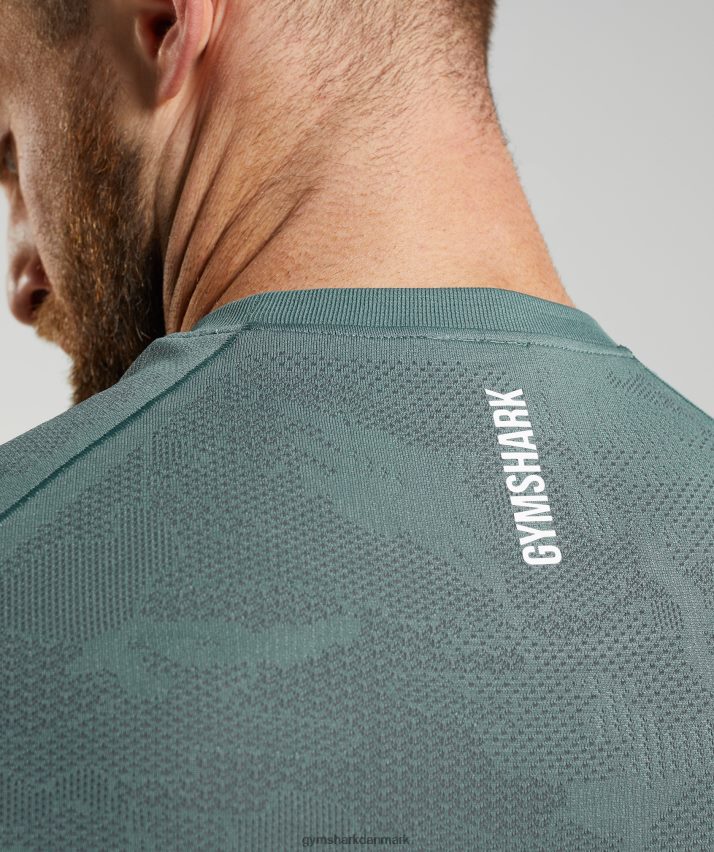 Mænd Gymshark geo sømløs t-shirt N4ZDDN737 tordenblå/kosmisk grå