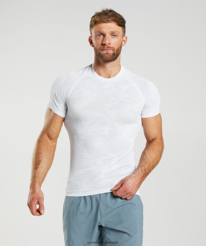 Mænd Gymshark geo sømløs t-shirt N4ZDDN742 hvid/lys grå