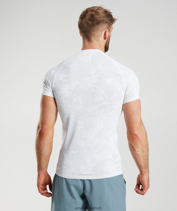 Mænd Gymshark geo sømløs t-shirt N4ZDDN742 hvid/lys grå