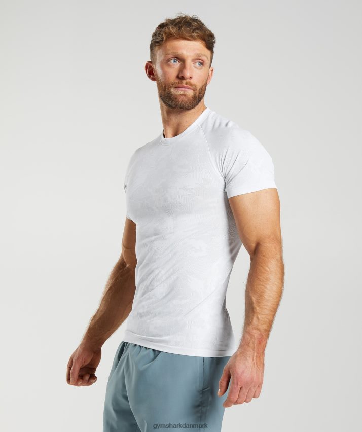 Mænd Gymshark geo sømløs t-shirt N4ZDDN742 hvid/lys grå